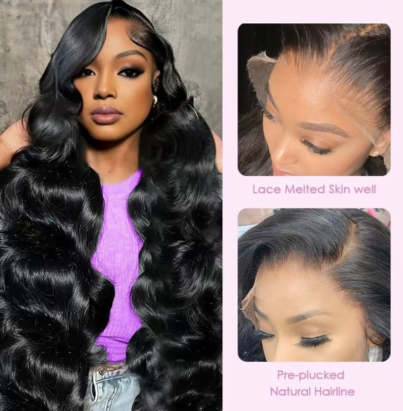 Body Wave Lace Front Wig – 100% Human Hair | 1B Natural Black